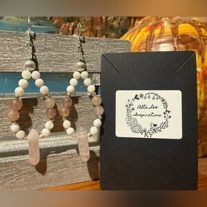 Hand Crafted Rose Quartz, Shell & Sterling Earrings by Alta Lee Inspirations